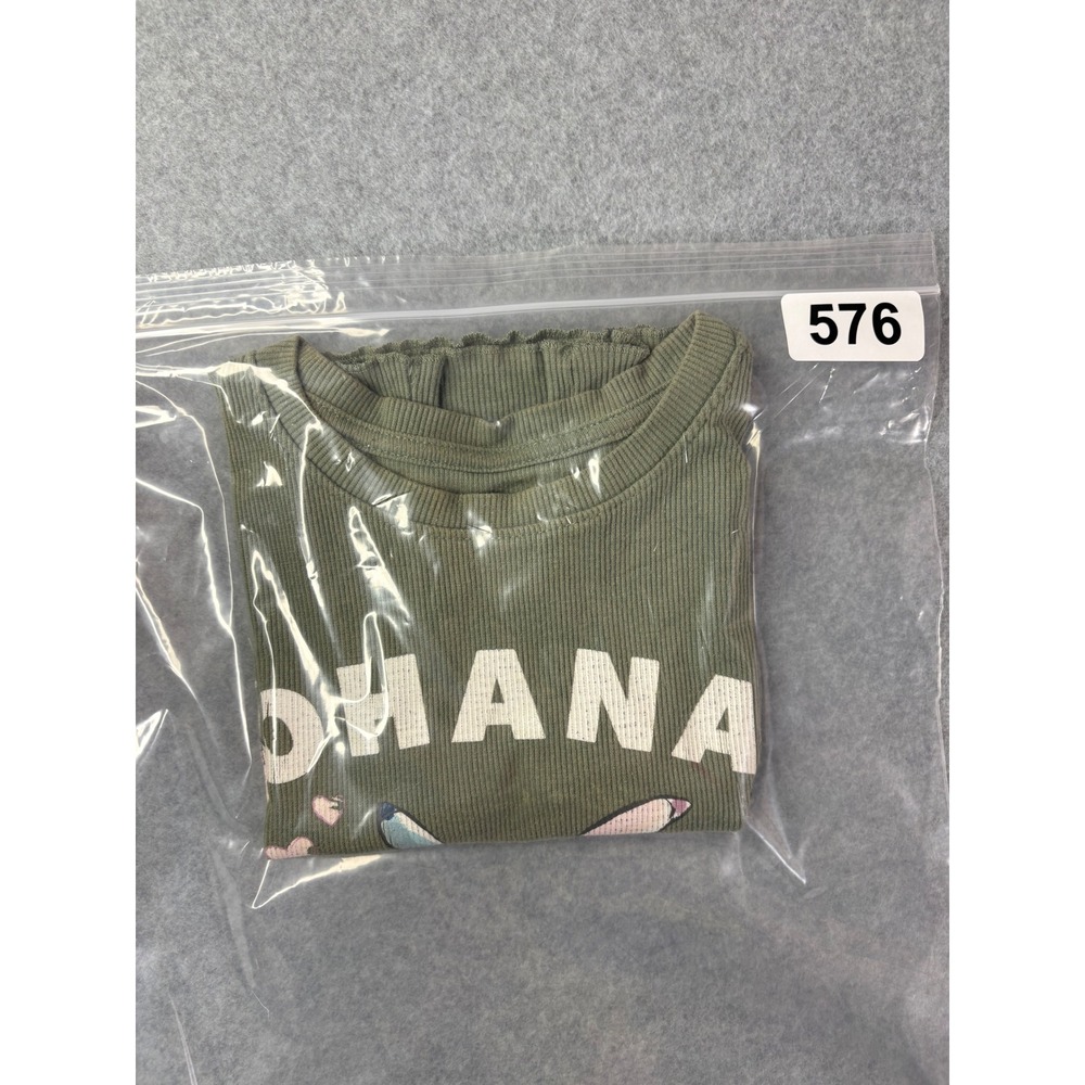 Disney Stitch Angel Ohana Means Family Ribbed Crop Top Girls Medium 7-8 Green - Picture 5 of 5